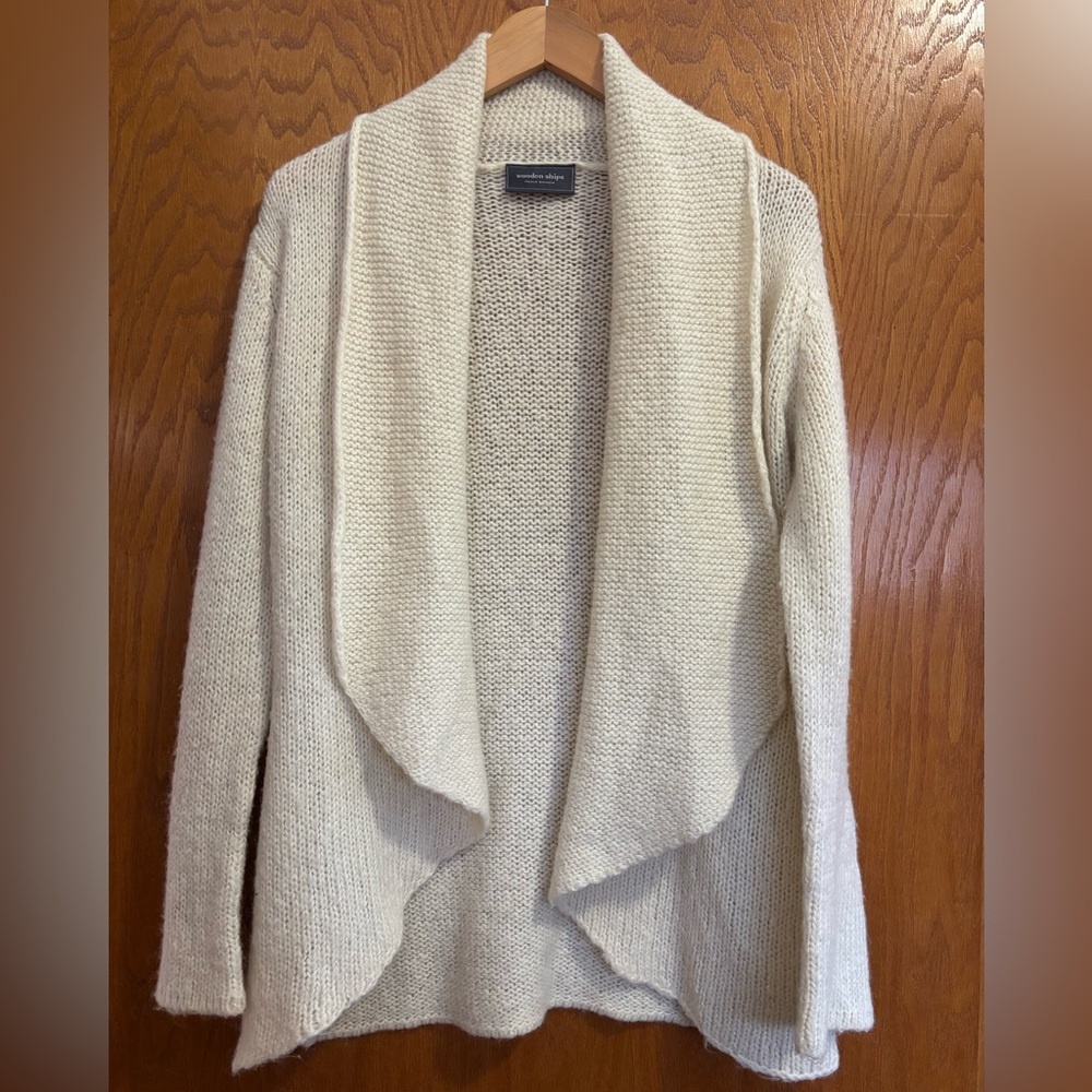 Wooden Ships Paola Buendia Cardigan, Cozy Soft Cream Sweater, M/L.